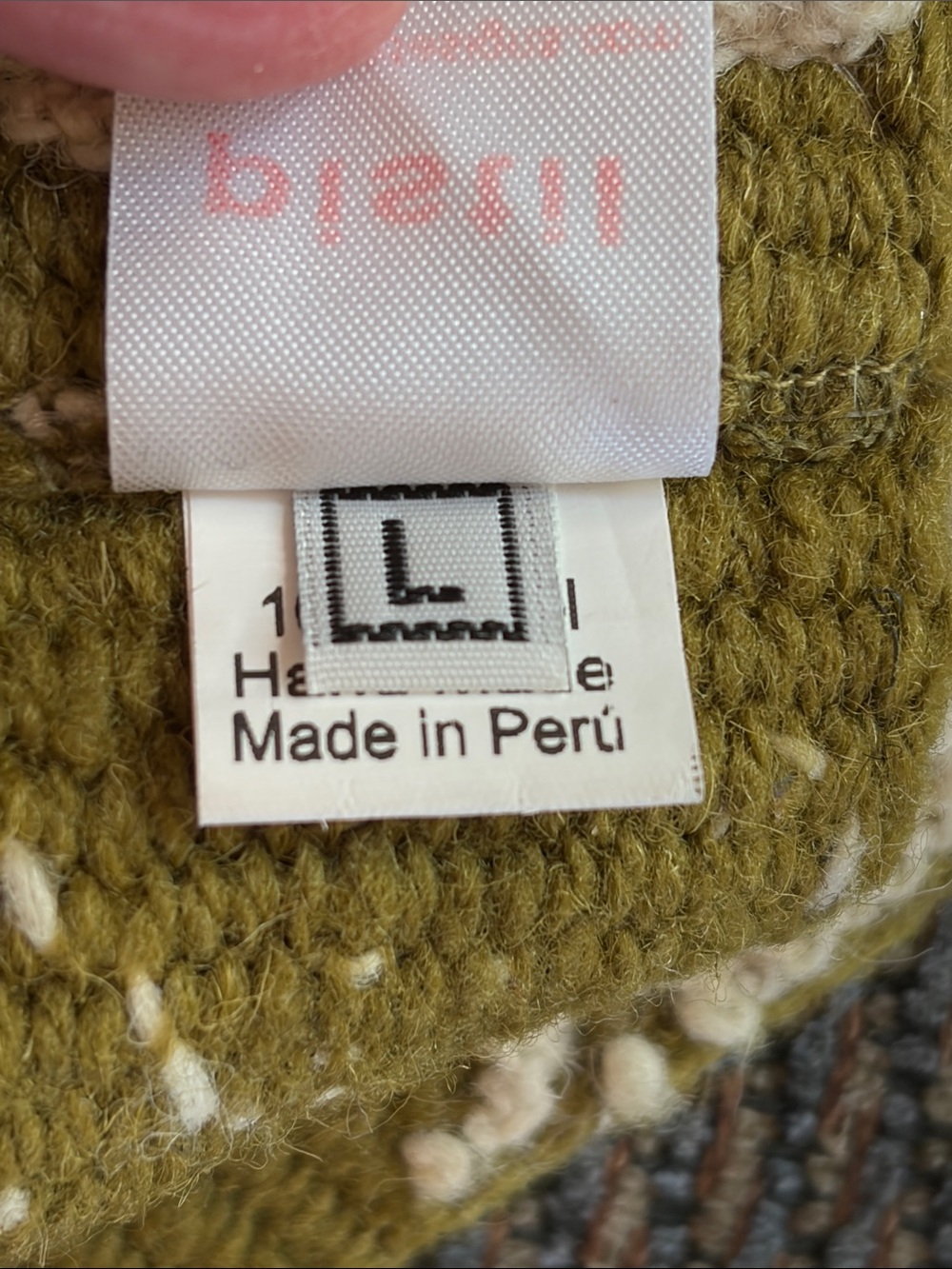 Pistil 100% Wool Sadie Belt Olive Green Peruvian Handwoven Embroidery, Size L/XL - Picture 5 of 6
